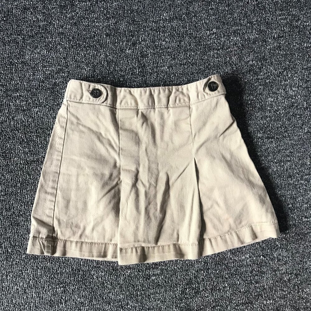 Khaki uniform skirt with shorts, skorts, pleated